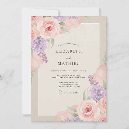 アメジスト ブルッシュ 結婚式 ウェディング 招待状 (正面)