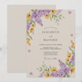 アメジスト+マスタード+野の花の結婚式 招待状 (正面/裏面)