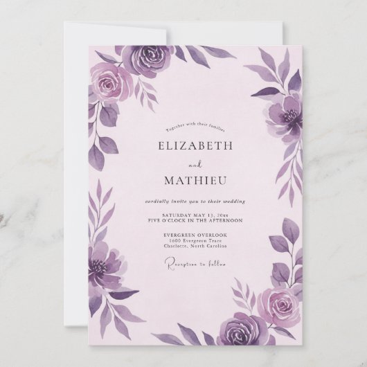 アメジスト ヴァイオレット ブロッサム ウェディング 招待状 (正面)