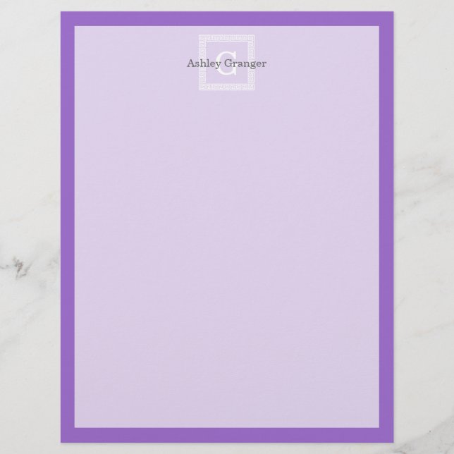 アメジスト、白ギリシャ鍵#1額付モノグラム (正面)