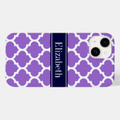 アメジスト 白 モロッカン #5 ネイビーブルー 名前 モノグラム Case-Mate iPhoneケース (裏面 (横))