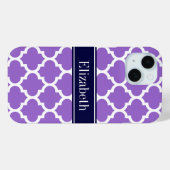 アメジスト 白 モロッコ #5 ネイビーブルー 名前 モノグラム Case-Mate iPhoneケース (裏面 (横))