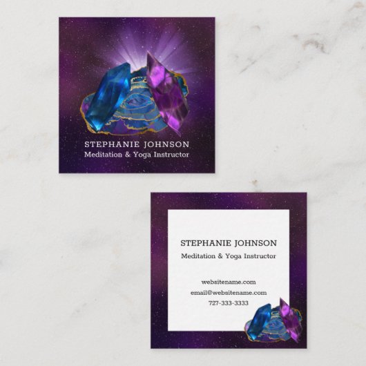 アメジスト、談山石及び金箔 スクエア名刺 (正面/裏面)