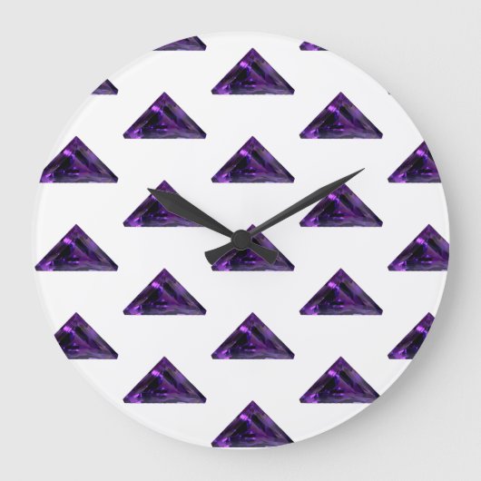アメジスト、2月の誕生石紫色の大きな時計 ラージ壁時計 (正面)