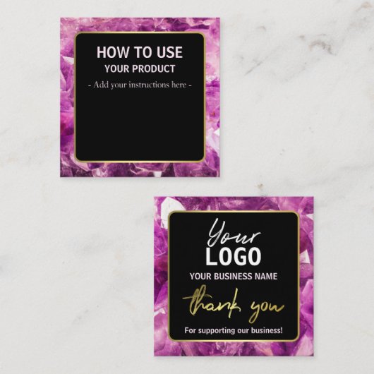 アメジストCrystal命令カードの使い方 スクエア名刺 (正面/裏面)