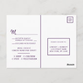 アメジストGeodeスライス結婚の食事の選択RSVP ポストカード (裏面)