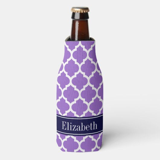 アメジストWhtモロッコ#5ネイビーブルー名モノグラム ボトルクーラー (ボトル正面)
