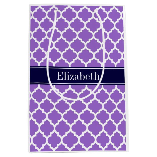 アメジストWhtモロッコ#5ネイビーブルー名モノグラム ミディアムペーパーバッグ (正面)