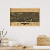 アメズベリーマサチューセッツ1890アンティークパノラママップ ポスター (キッチン)