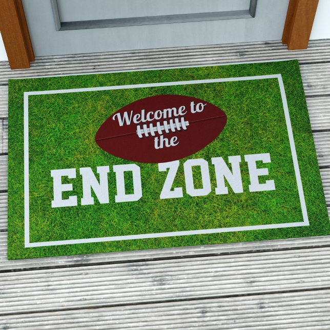 アメッおもしろいクテーマエンドゾーンフォーマット ドアマット (Welcome to the end zone! Fun doormat for american football fans)