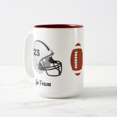 アメッパーソナライズされたクサッカーボール&ヘルメット ツートーンマグカップ (正面左)