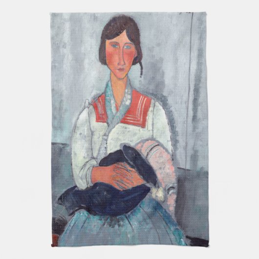 アメデオモディリアーニ – ジプシーの女性とベビー キッチンタオル (縦)