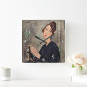 アメデオモディリアーニ – デディ・ヘイデンのポートレート スクエア壁時計 (ホーム)