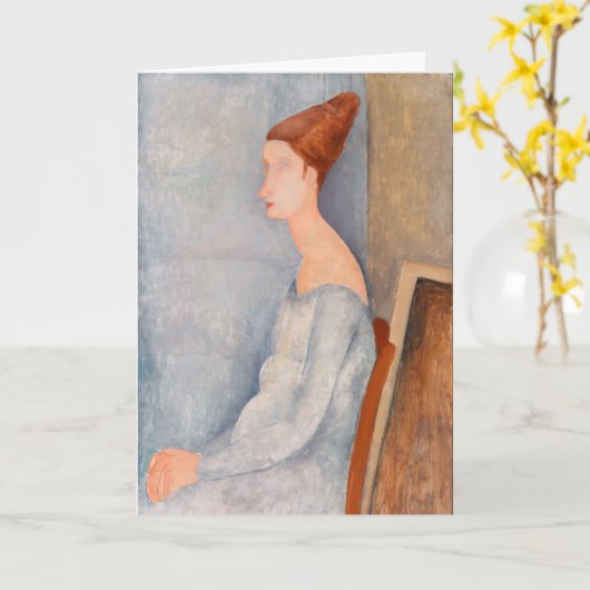 アメデオモディリアーニ – ポートレートジャンヌヘブテルネ#3 カード (黄色い花)