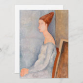 アメデオモディリアーニ – ポートレートジャンヌヘブテルネ#3 サンキューカード (正面/裏面)