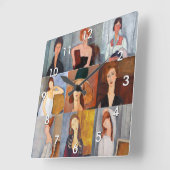 アメデオモディリアーニ – 最高傑作コラージュ スクエア壁時計 (傾斜)