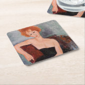 アメデオモディリアーニ – 赤毛ガール夕べドレス スクエアペーパーコースター (アングル)