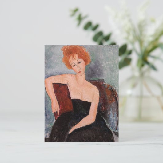 アメデオモディリアーニ – 赤毛ガール夕べドレス ポストカード (スタンド正面)