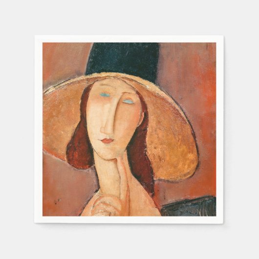 アメデオモディリアーニ – Jeanne Hebuterne in Large Hat スタンダードカクテルナプキン (正面)