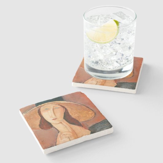 アメデオモディリアーニ – Jeanne Hebuterne in Large Hat ストーンコースター (横)