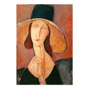 アメデオモディリアーニ – Jeanne Hebuterne in Large Hat フォトプリント