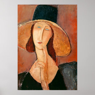 アメデオモディリアーニ – Jeanne Hebuterne in Large Hat ポスター