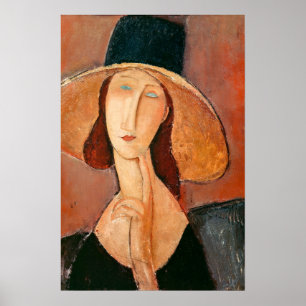 アメデオモディリアーニ – Jeanne Hebuterne in Large Hat ポスター
