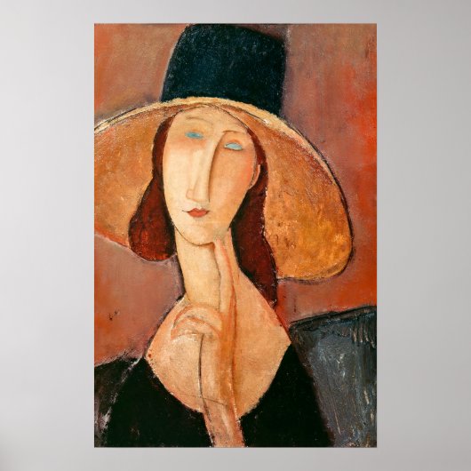 アメデオモディリアーニ – Jeanne Hebuterne in Large Hat ポスター (正面)