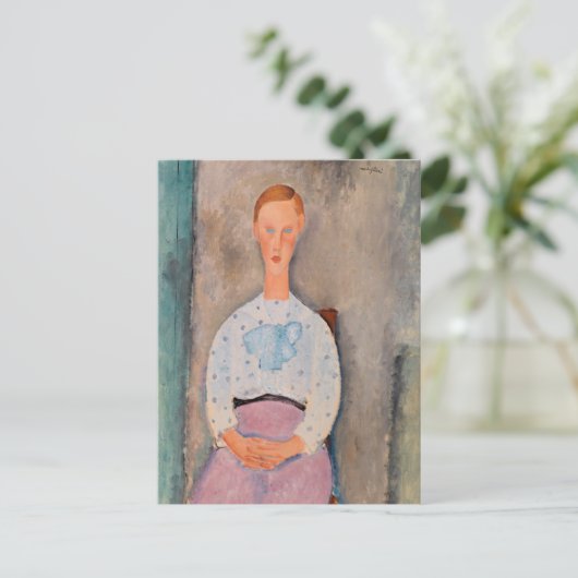 アメデオ・モディリアーニ - 水玉のブラウスを着た少女 ポストカード (スタンド正面)