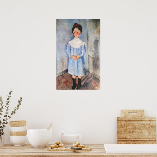 アメデオ・モディリアーニ - 青い服の少女 ポスター (キッチン)
