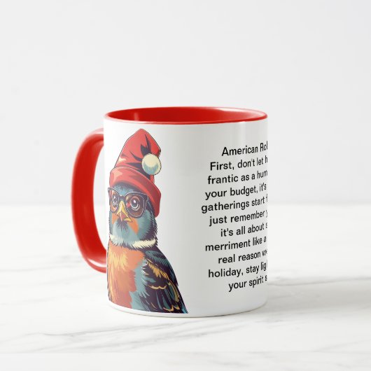 アメリおもしろいカのロビンによる休日の生存のヒント マグカップ (正面左)