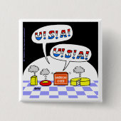 アメリおもしろいカチーズマンガ愛国的USAチャント 缶バッジ (正面)