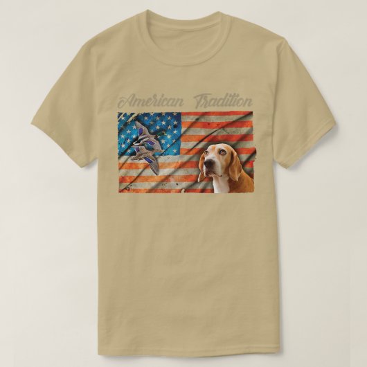 アメリおもしろいカ伝統ダック狩りハウンドッグ Tシャツ (デザイン正面)