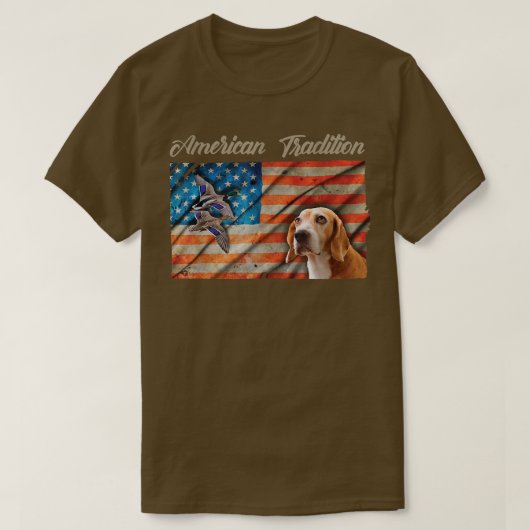 アメリおもしろいカ伝統ダック狩りハウンドッグ Tシャツ (デザイン正面)
