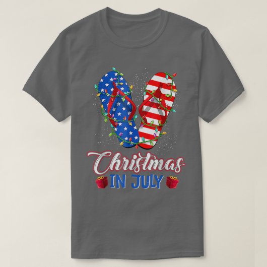 アメリおもしろいカ国旗のビーチサンダルクリスマスライツクライスト Tシャツ (デザイン正面)