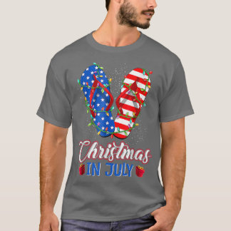 アメリおもしろいカ国旗のビーチサンダルクリスマスライツクライスト Tシャツ