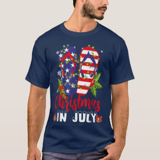 アメリおもしろいカ国旗のビーチサンダルクリスマスライツクライスト Tシャツ