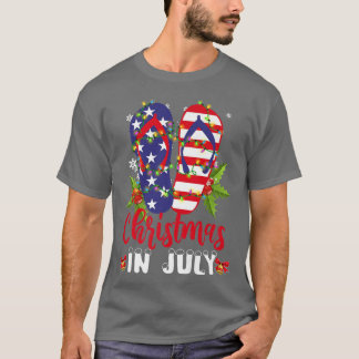 アメリおもしろいカ国旗のビーチサンダルクリスマスライツクライスト Tシャツ