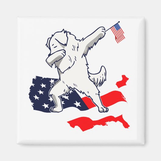 アメリおもしろいカ国素晴らし旗の地図でダビング・ピレネーを見る マグネット (正面)