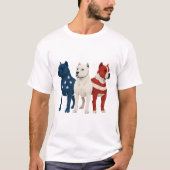 アメリおもしろいカ（犬）スタッフォードテリアアメリカ国旗 Tシャツ (正面)