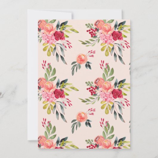 アメリはっきりしたアウォーターカラーフローラブーケモダン セーブザデート (裏面)