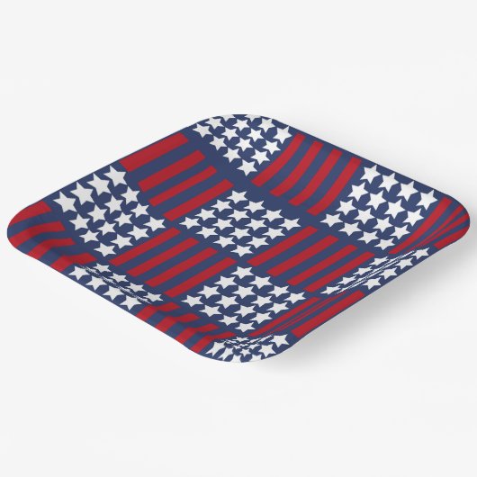 アメリはっきりしたカ・スピリット・スターズ&ストライプお祝い ペーパープレート (傾斜あり)