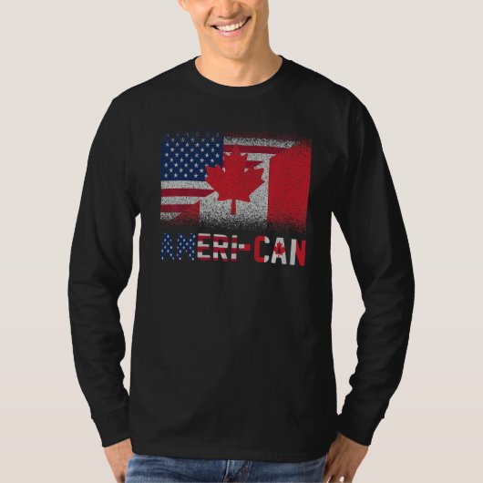 アメリは私たちを可能Eh Americaカナダ国旗American Canad Tシャツ (正面)