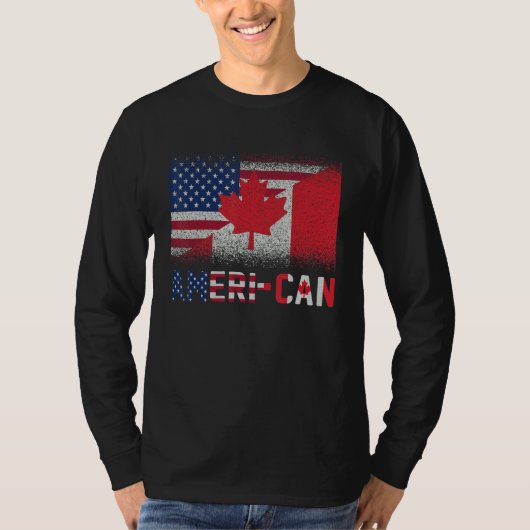 アメリは私たちを可能Eh Americaカナダ国旗American Canad Tシャツ (正面)