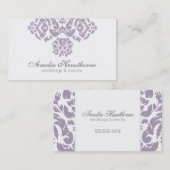 アメリアのラベンダーおよび灰色のエレガントな名刺 名刺 (正面/裏面)
