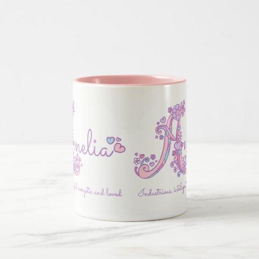 アメリアの一流の意味装飾的なAモノグラムのマグ ツートーンマグカップ (中央)
