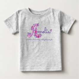アメリアの女の子の名前の意味Aモノグラム ベビーTシャツ