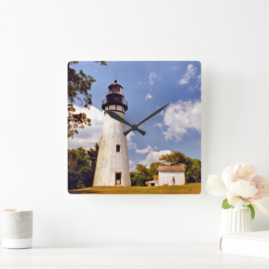 アメリアアイランドライトハウスフロリダスクエアウォールクロック スクエア壁時計 (ホーム)