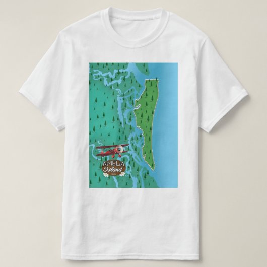 アメリアアイランド フロリダ州 旅行地図 Tシャツ (デザイン正面)