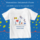 アメリアアイランドFLおもしろい海魚と子供の名前 ベビーTシャツ